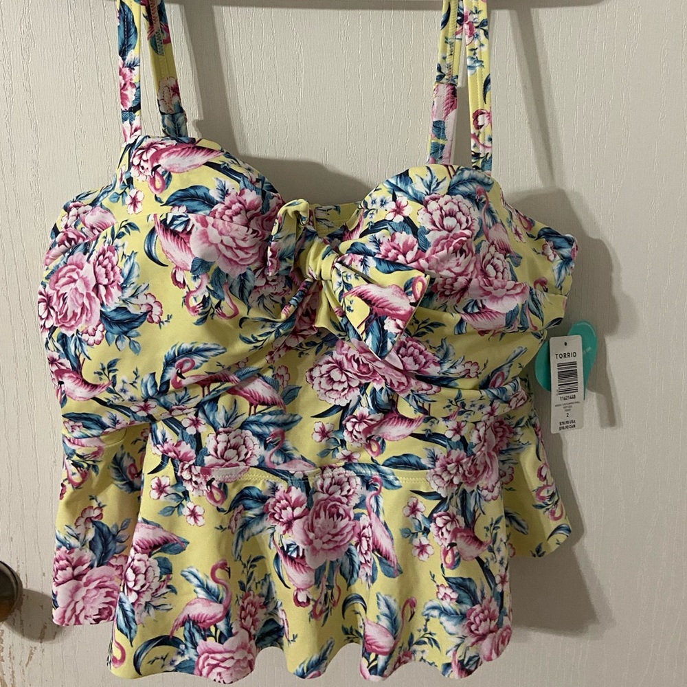 Torrid Yellow Flamingo Swim Top
